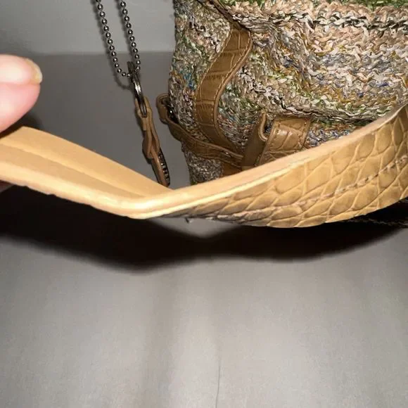 Bueno Multi Color Purse Shoulder Bag Tan Faux Leather Woven Handbag - Picture 3 of 7